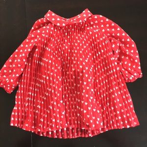 Red pleated dress with white hearts!